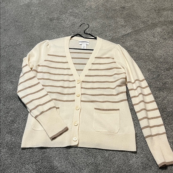 Nordstrom 100% cashmere cream and brown cardigan - Picture 4 of 5